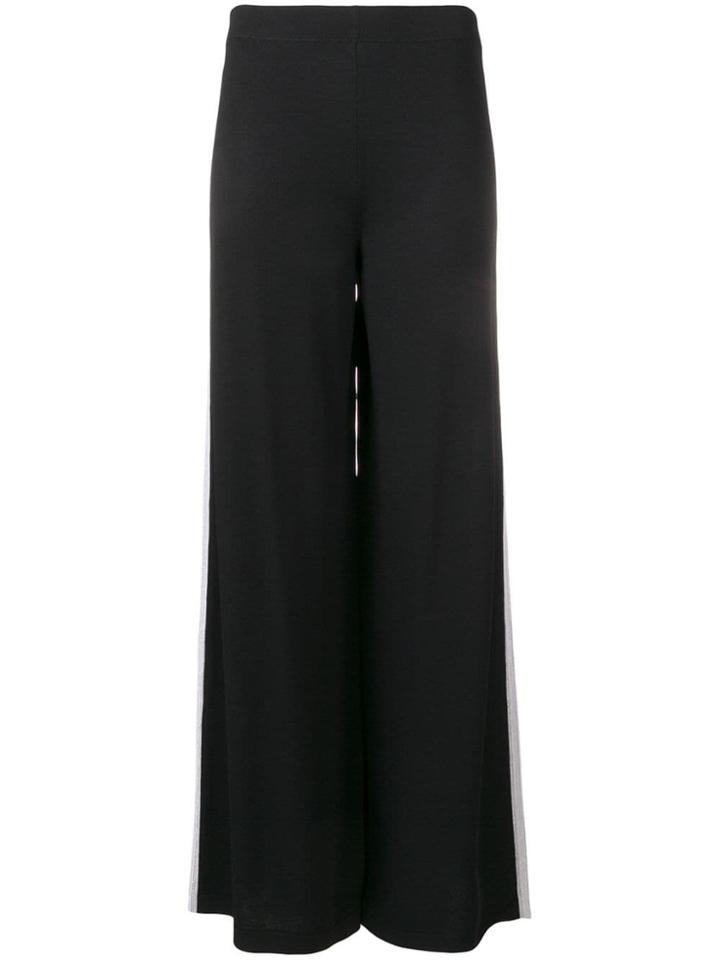 D.exterior Stripe Detail Wide Leg Trousers - Black