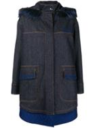 Fendi Layered Hem Parka Coat - Blue