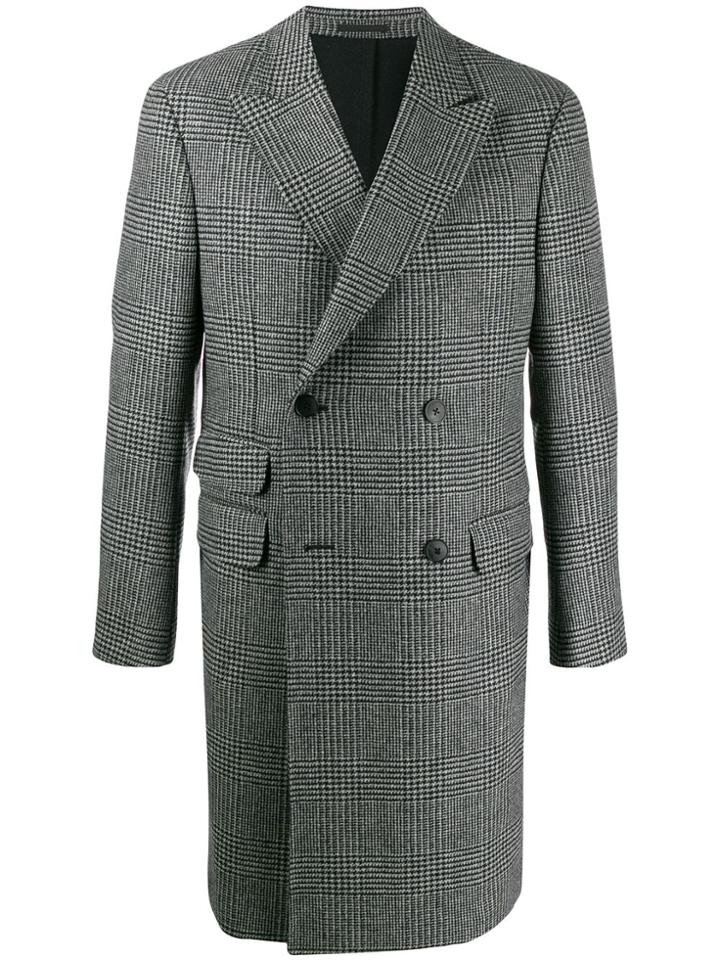 Z Zegna Double-breasted Houndstooth Coat - Black