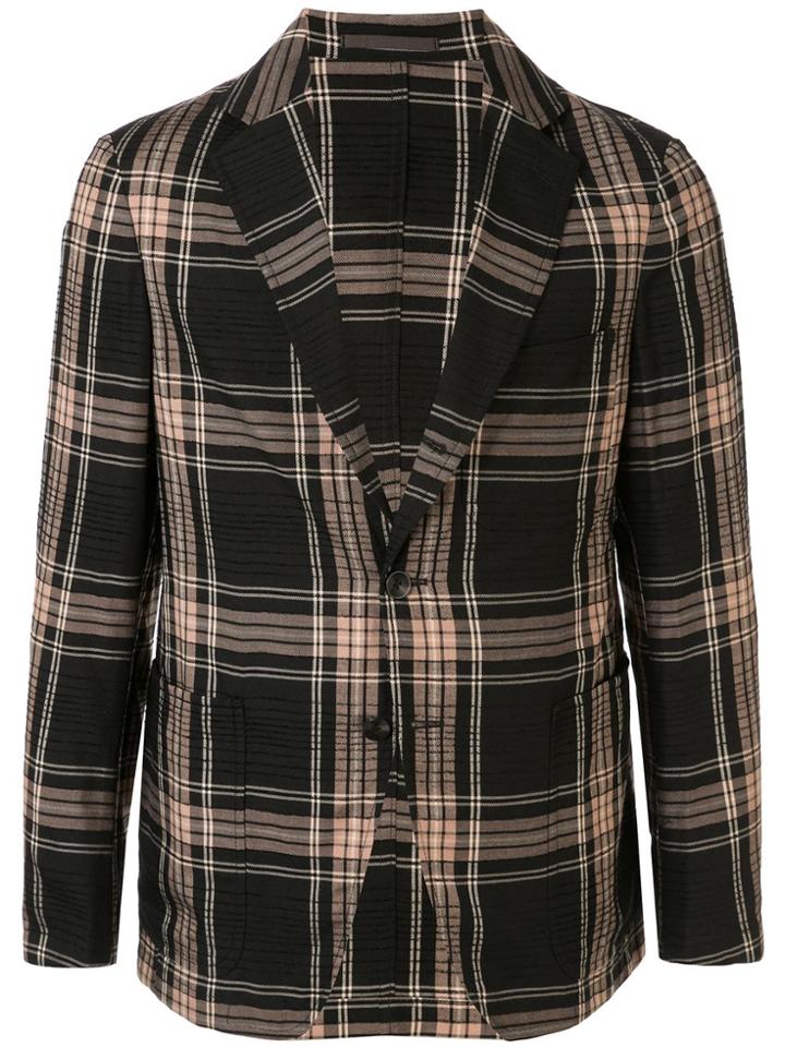 Tomorrowland Plaid Print Blazer - Black
