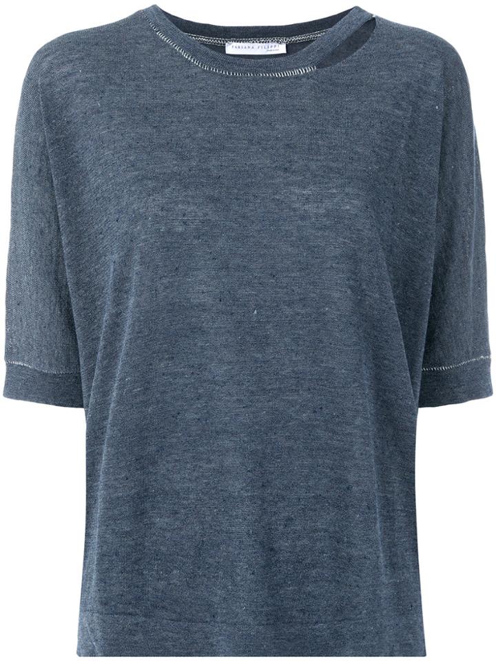 Fabiana Filippi Ripped Knitted T-shirt - Blue