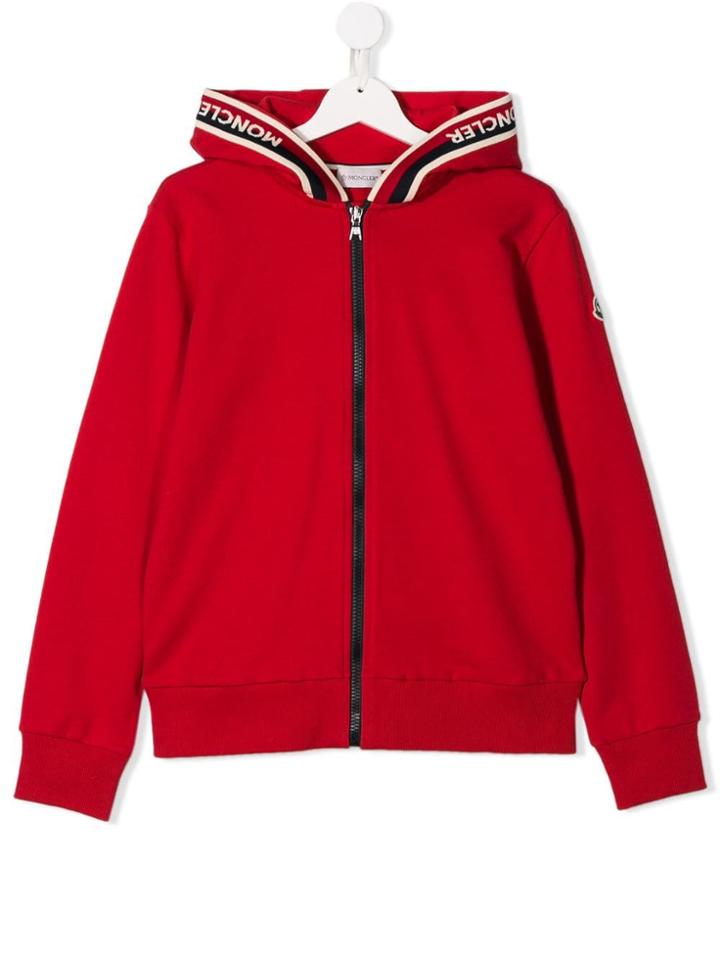 Moncler Kids Teen Branded Zipped Hoodie - Red