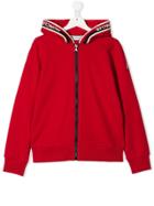 Moncler Kids Teen Branded Zipped Hoodie - Red