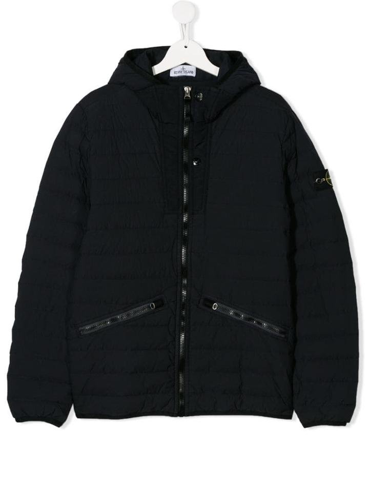 Stone Island Junior Zip-up Puffer Jacket - Blue