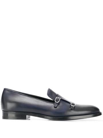 Edhen Milano Double Buckle Monk Shoes - Blue