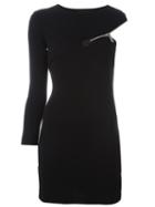 Dsquared2 One Shoulder Zip Dress, Women's, Size: Xs, Black, Polyamide/spandex/elastane/virgin Wool