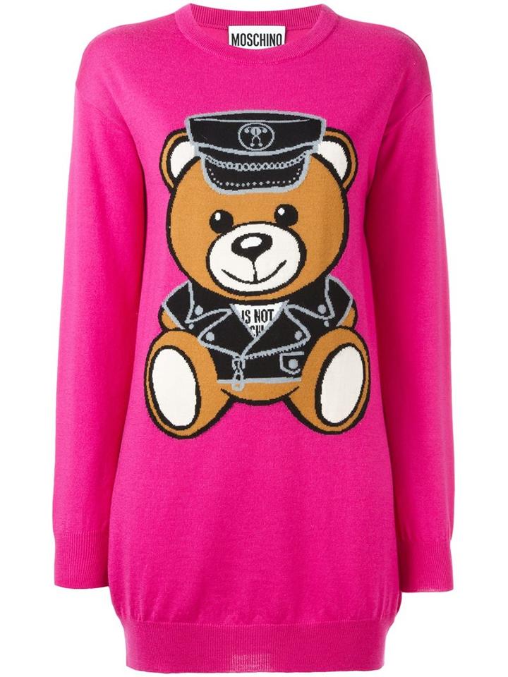 Moschino Biker Teddy Bear Knit Dress