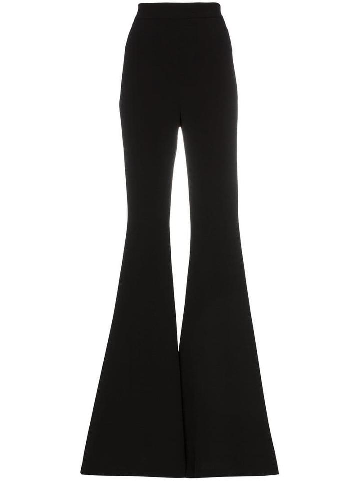 Balmain High-waisted Flared Silk-crepe Trousers - Black