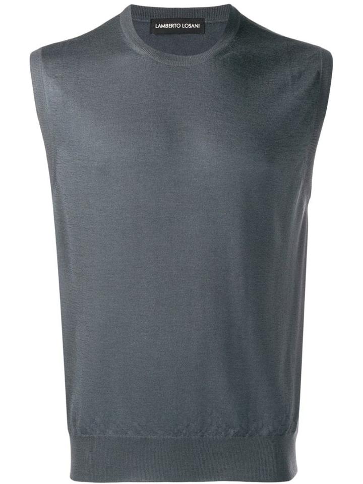 Lamberto Losani Sleeveless Crew-neck Sweater - Grey