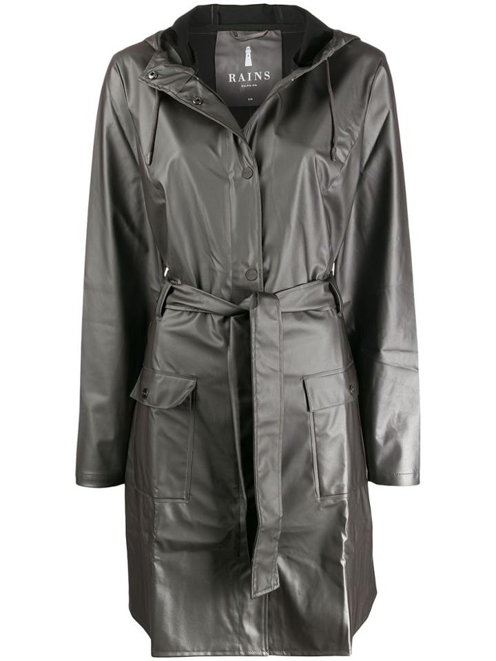 Rains Tie-waist Mid-length Coat - Grey