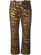Kenzo Tiger Stripe Cropped Trousers, Women's, Size: 36, Grey, Cotton/polyester/acetate/metallized Polyester
