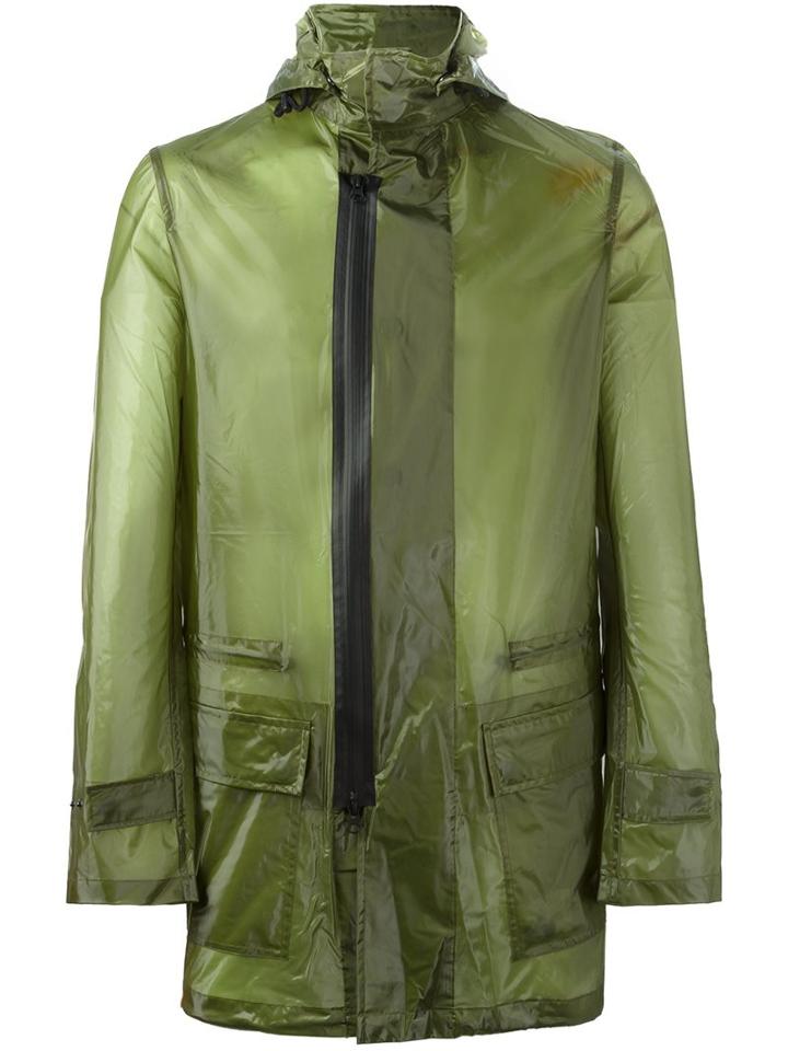 Y-3 Hooded Raincoat, Men's, Size: Xs, Green, Polyamide
