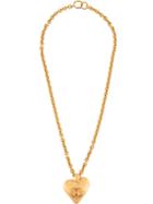 Chanel Vintage Cc Heart Charm Necklace - Gold