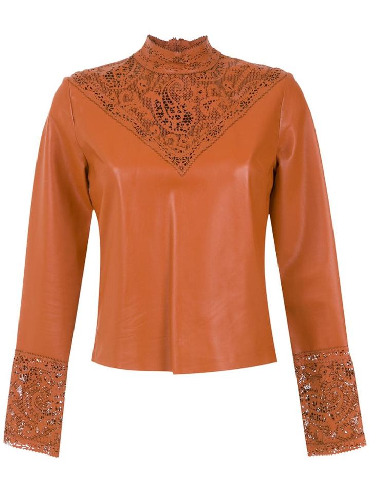 Nk Leather Top - Brown