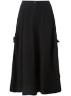 Y's Pinstripe Draped Skirt, Women's, Size: 1, Black, Cotton/polyurethane/wool