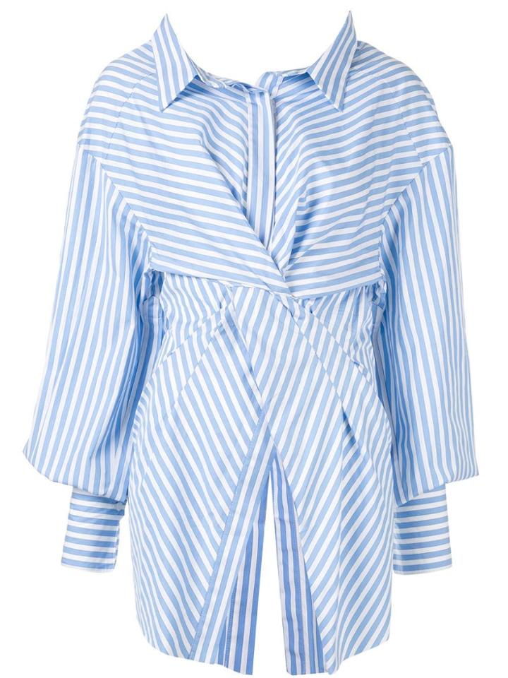 Ground Zero Twist Front Striped Shirt - Blue