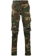 Amiri Camouflage Pattern Distressed Trousers - Green