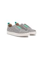 Gallucci Kids Girls Houndstooth Sneakers With Green Details - Black