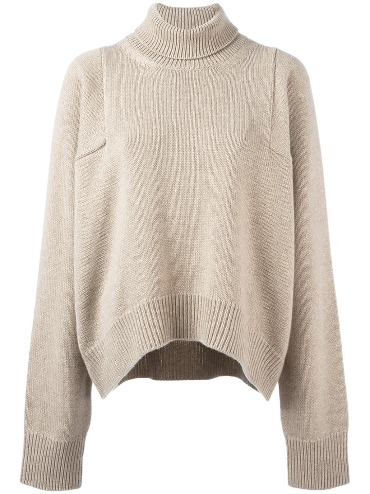 Céline Ribbed Neck Jumper, Women's, Size: Medium, Nude/neutrals, Polyester/cashmere