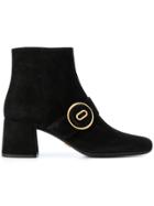 Prada Black Suede Buttoned 65 Ankle Boots