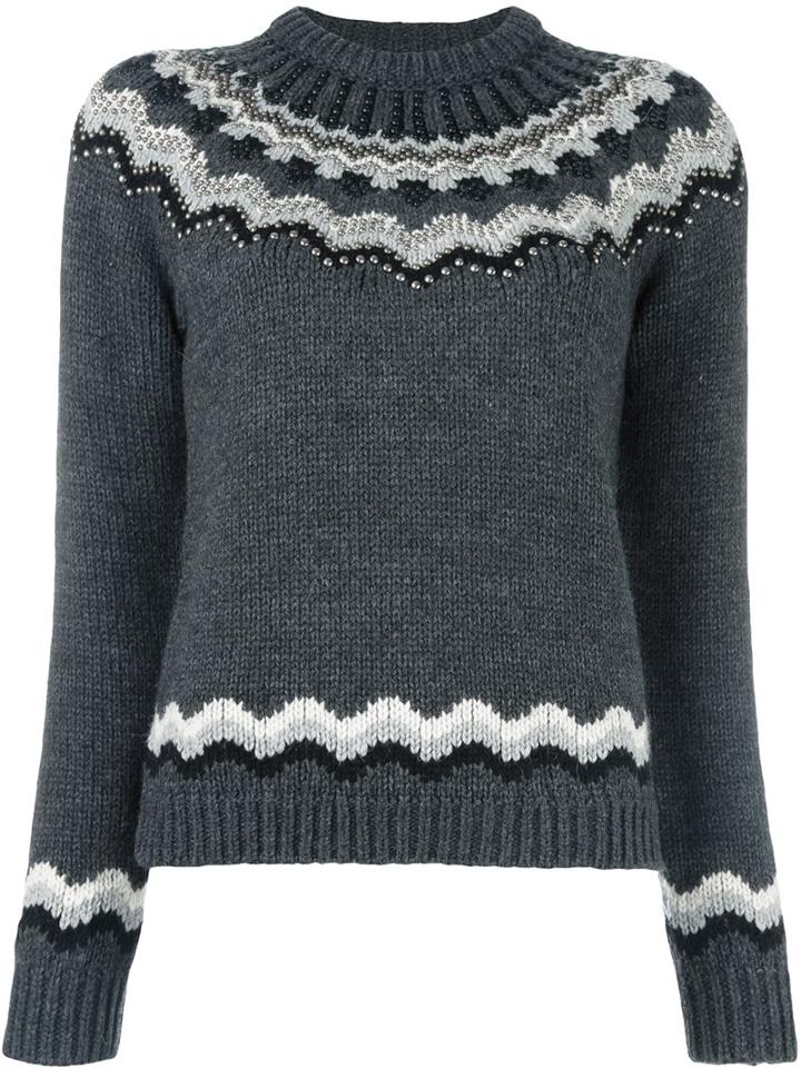 Valentino Studded Jumper, Women's, Size: Medium, Grey, Acrylic/wool/alpaca
