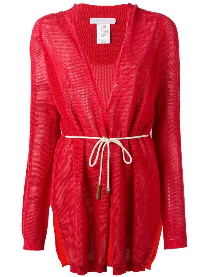 Fabiana Filippi Lightweight Drawstring Cardigan, Women's, Size: 40, Red, Cotton