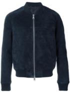 Ami Alexandre Mattiussi Suede Bomber Jacket, Men's, Size: Small, Blue, Suede/viscose