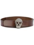 Alexander Mcqueen - Skull Buckle Belt - Men - Leather - 80, Brown, Leather