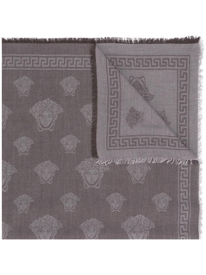 Versace Medusa Print Scarf - Grey