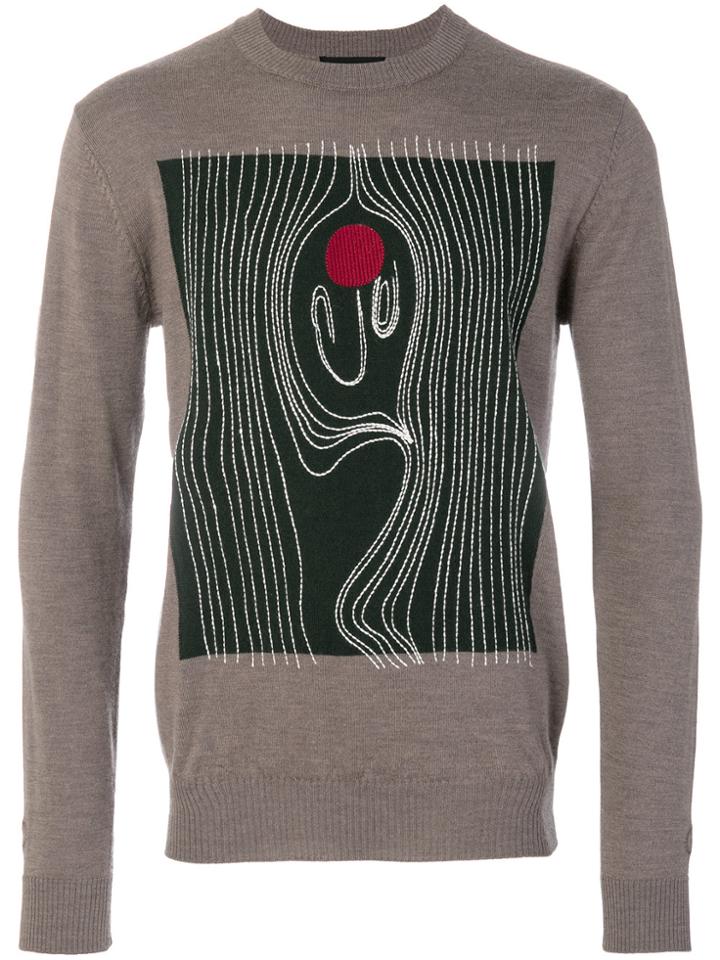 Frankie Morello Stitched Intarsia Jumper - Grey
