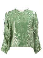 Maison Rabih Kayrouz Printed Blouse, Women's, Size: 36, Green, Silk/metallic Fibre