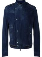 Diesel Black Gold Lace-up Detail Zip Fastening Jacket, Men's, Size: 52, Blue, Goat Skin/cotton/rayon
