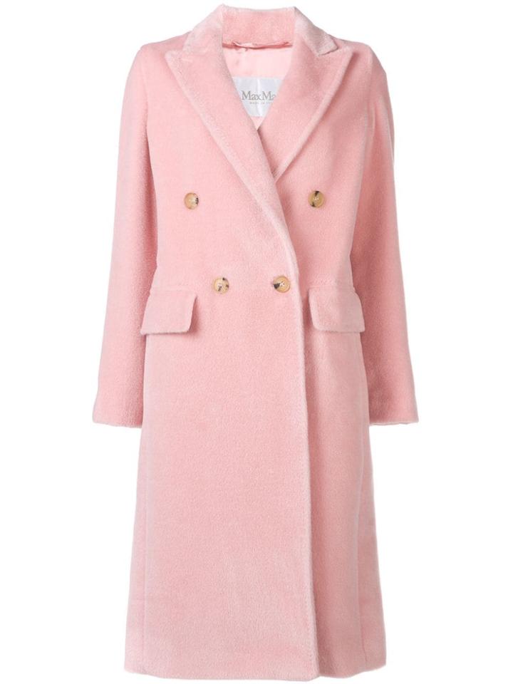 Max Mara Buttoned Midi Coat - Pink & Purple