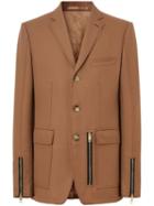 Burberry English Fit Zip Detail Wool Tailored Jacket - Brown