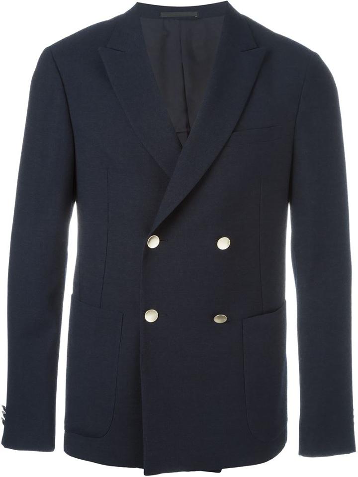 Z Zegna Double Breasted Blazer, Men's, Size: 52, Blue, Cupro/wool
