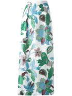 Tory Burch Wisteria Jacquard Maxi Skirt, Women's, Size: 4, White, Polyester/silk