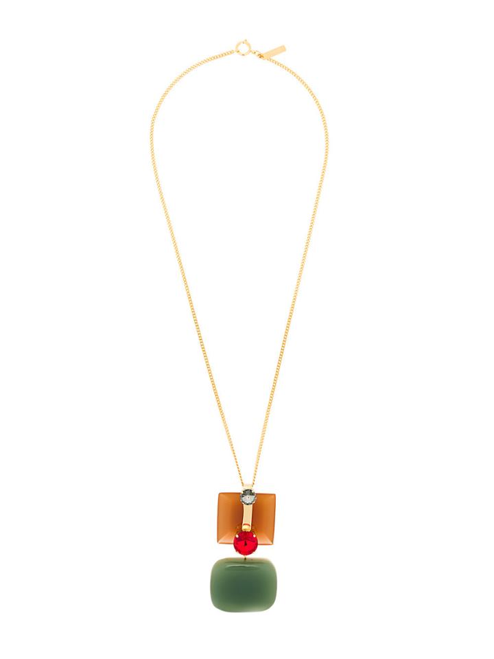 Marni Square Pendant Necklace - Yellow & Orange