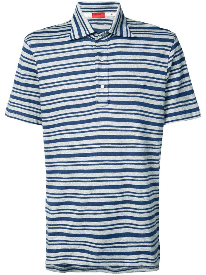 Isaia - Striped Polo Top - Men - Cotton/linen/flax - L, Grey, Cotton/linen/flax