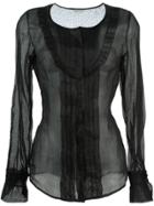 Fendi Vintage Sheer Pleat Detail Blouse - Black
