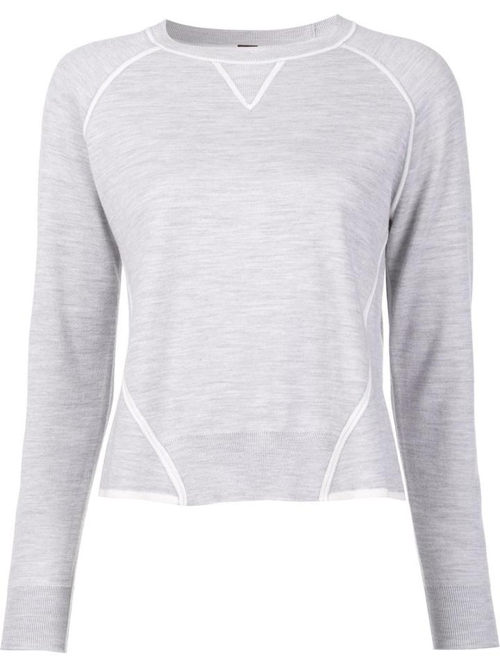 Adam Lippes Contrast Detail Jumper, Women's, Size: Small, Grey, Merino