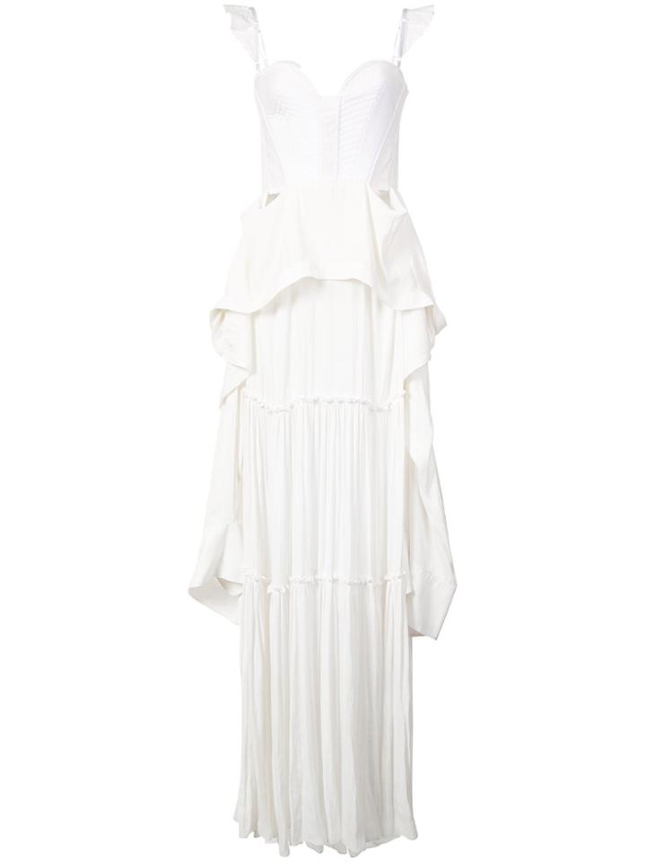 Vera Wang Ruffle Maxi Dress - White