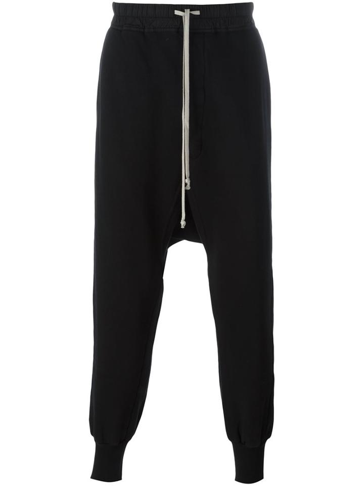 Rick Owens Drkshdw Drop-crotch Track Pants, Men's, Size: Medium, Black, Cotton