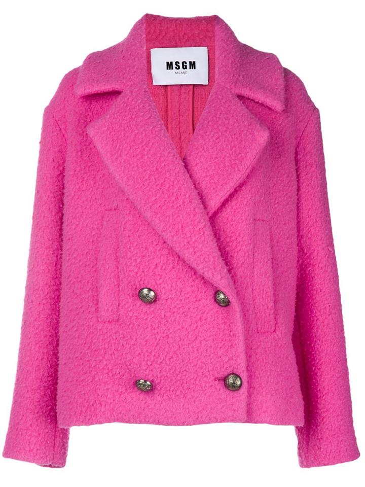 Msgm Bouclé Coat - Pink & Purple