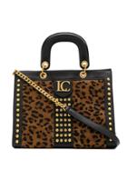 La Carrie Studded Leopard Tote Bag - Brown