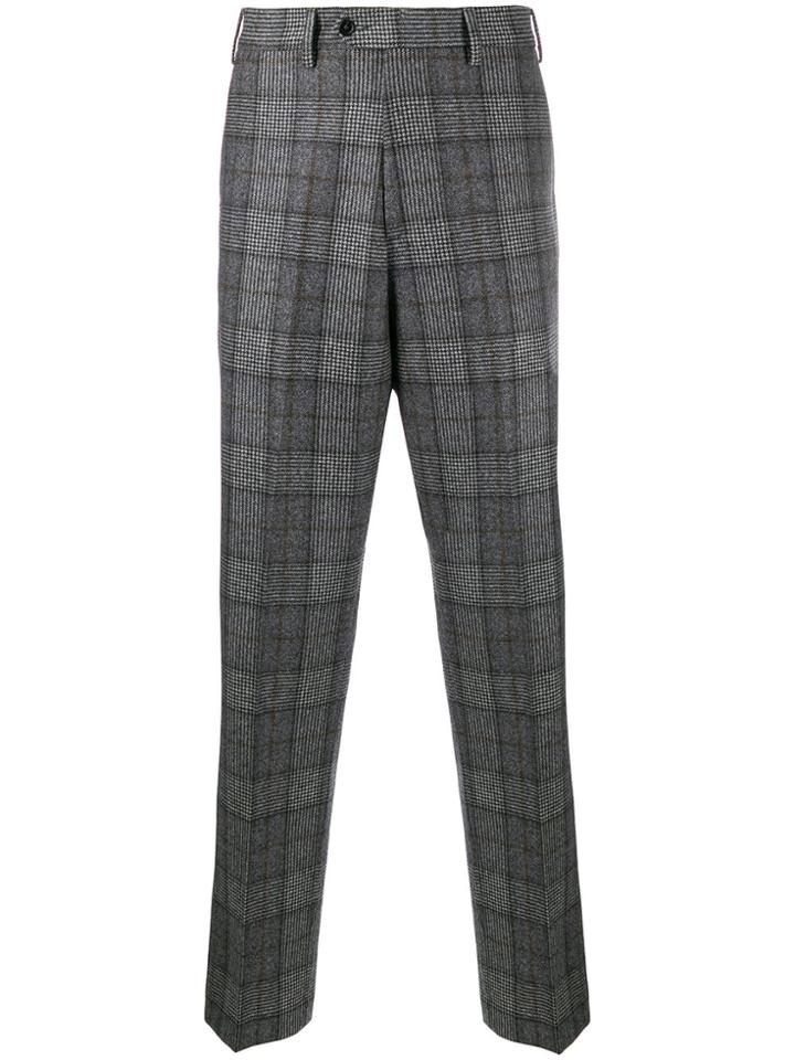 Paura Check Pattern Straight Leg Trousers - Grey