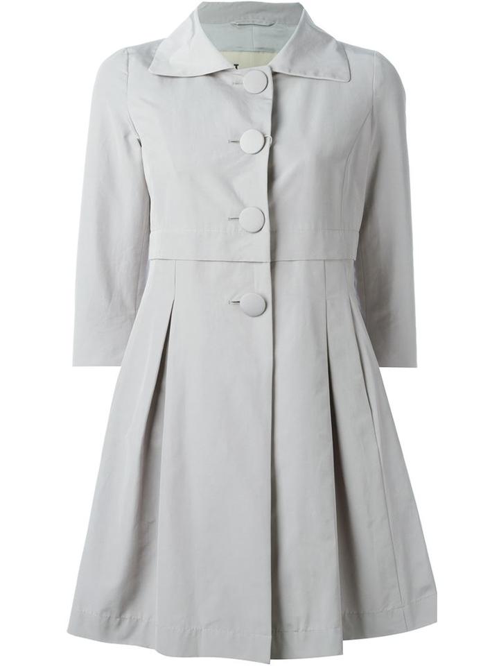 Herno Button Swing Coat, Women's, Size: 42, Grey, Cotton
