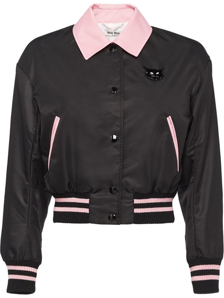 Miu Miu Technical Twill Bomber Jacket - Black