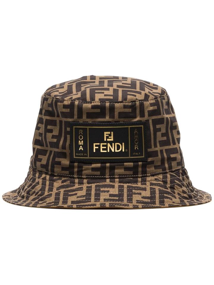 Fendi Double F Inside Pocket Bucket Hat - Brown