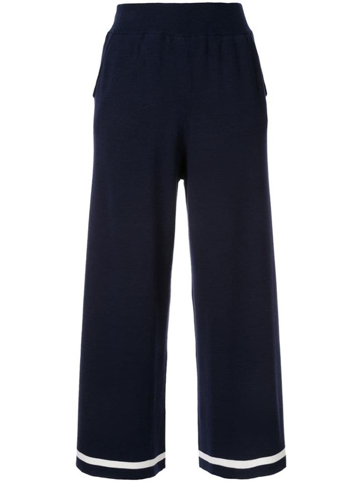 Loveless Wide Leg Cropped Trousers - Blue