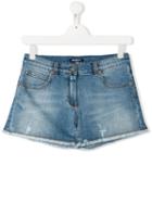 Balmain Kids Fringed Denim Short Shorts - Blue